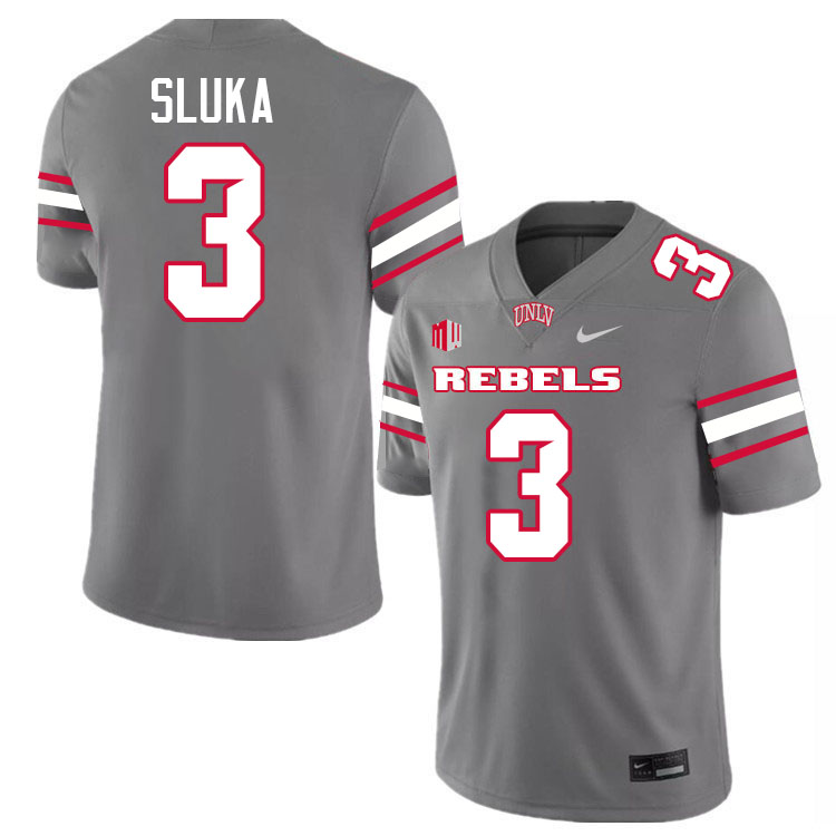 UNLV Rebels #3 Matthew Sluka Jersey Football College Uniforms,Apparels-Grey